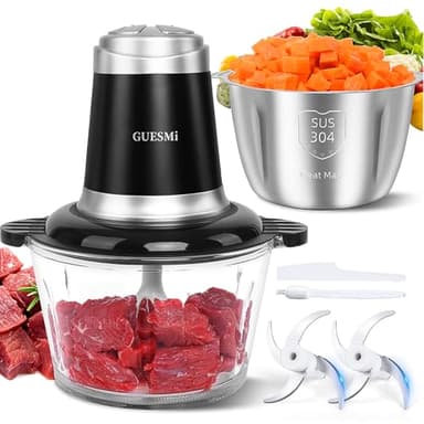 Food Processors, Powerful 500W Food Chopper Meat Grinder & Veggie Chopper with 2 Bowls(8 Cup+8 Cup) & 2 Bi-Level Blades with Electric Food Copper Motor -Vegetable, Onion, Garlic, Meat, Nuts - Image 1