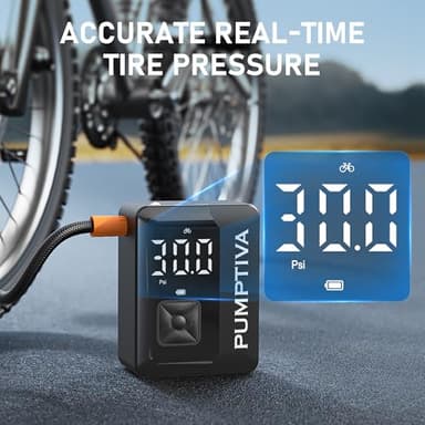 Tire Inflator Portable Air Compressor, 150 PSI Portable Electric Bike Pump Auto Shut-Off Cordless Car Tire Air Pump with Accurate LCD Display LED Light for Car, Motorcycle, Bicycle, Bike, Ball - Image 4