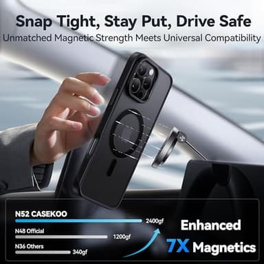 CASEKOO Slimmest Case with Stash Stand & MagSafe for iPhone 16 Pro Max, Military Grade Shockproof Protective Phone Case, Translucent Matte Thin Cover for iPhone 16 Pro Max Case 6.9", Phantom Black - Image 4