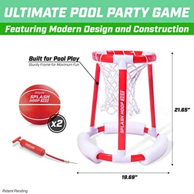 GoSports Splash Hoop 360 Floating Pool Basketball Game - Includes Hoop, 2 Balls and Pump - Red - Image 4