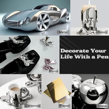 LET'S RESIN 6Pcs Mirror Chrome Markers,3 Sizes Shiny Chrome Paint Pen with Large Barrel, Quick Dry Oil-based Silver & Gold Markers for Metal, Resin, Model Painting, Marking or DIY Art(1-5mm - Image 5