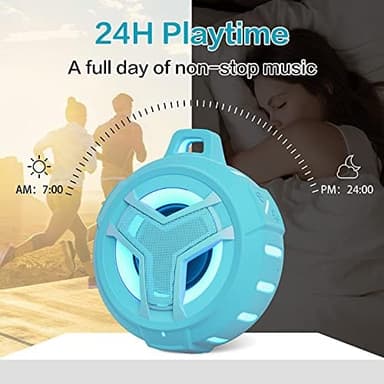 EBODA Waterproof Bluetooth Shower Speaker, IPX7 Floating Portable Wireless Small Speakers, 24H Playtime with RGB Light for Kayak, Beach, Pool Accessories, Gifts for unisex -Sky Blue - Image 6