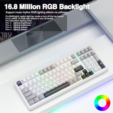 AULA F99 Wireless Mechanical Keyboard,Tri-Mode BT5.0/2.4GHz/USB-C Hot Swappable Custom Keyboard,Pre-lubed Linear Switches,RGB Backlit Computer Gaming Keyboards for PC/Tablet/PS/Xbox - Image 3