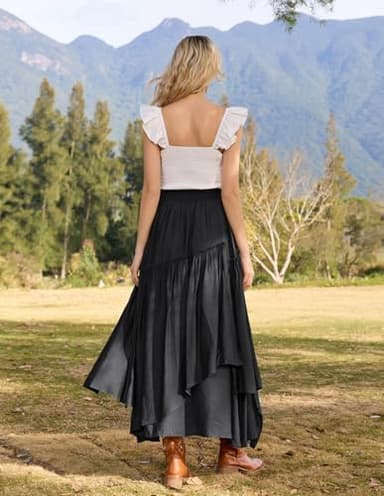 Scarlet Darkness Long Skirts for Women Renaissance Costume Pirate Maxi Skirt Plus Size with Pockets Black XL - Image 7