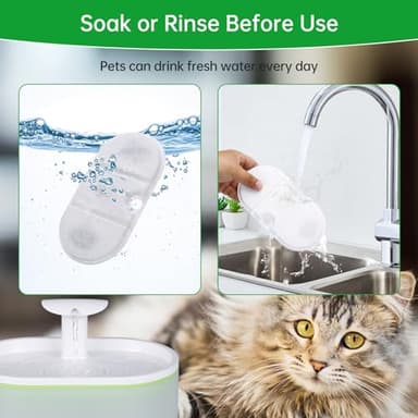 16 Packs Replacement Filters Compatible with Capsule Cat Water Fountain PLWF002, 16 Replacement Carbon Filters & 16 Sponges for 71fl oz/2.1L Ultra Quiet Pet Water Dispenser - Image 5
