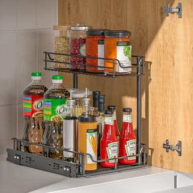 LAMU Under Sink Organizer, Pull Out Cabinet Organizer with Upgraded Slides, Slide Out Sink Shelf Cabinet Storage Shelves, Storages for Kitchen Bathroom - Image 3