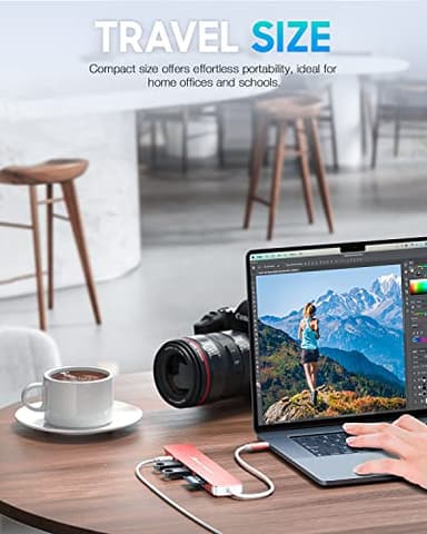 Hiearcool USB C Hub,USB-C Dongle,7IN1 USBC to HDMI Multple Adapter Compatible for MacBook Dell Lenovo Asus Thunderbolt 3 Thunderbolt 4 Type C Docking Station (HDMI USB3.0 TF/SD PD)-Rose Gold - Image 6