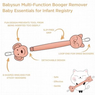 3 in 1 Baby Booger Remover and Baby Ear Cleaner Tool Baby Nose Cleaner with Soft Silicone End Dual Ear Wax and Snot Remover Safe Nasal Picker for Newborns Infants & Toddlers, BPA Free - Image 4