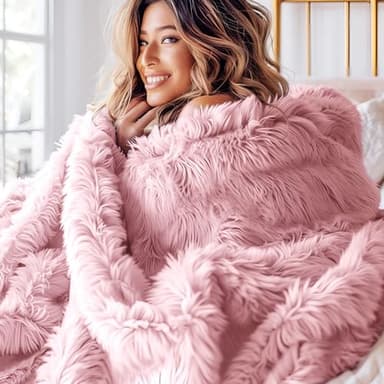 Bedsure GentleSoft Fuzzy Sherpa Faux Fur Twin Blanket Pink Cozy Gifts for Women Men, Soft Fleece Plush Warm Minky Thick Blanket Twin Size for Bed, Couch, Room Dorm Essentials Pink Decor Gifts, 60x80 - Image 2