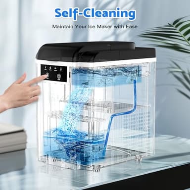 Countertop Ice Makers Machine with Basket and Scoop, 38Lbs/24h Soft Chewable Pellet Ice, One-Click Operation, Nugget Ice Maker for Home, Kitchen, Camping, RV, Office and Party,Sliver - Image 5