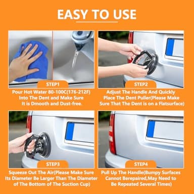 JONURMAFY Dent Puller,3 Pack Car Dent Puller,Dent Puller Suction Cup,for Cars Dent Repair,Screen,Glass,Tiles and Objects Moving (Black+Orange) - Image 4
