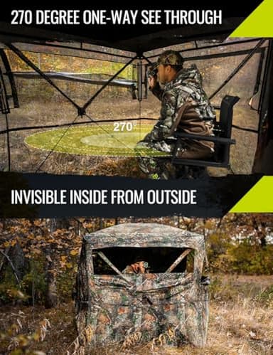 TIDEWE Hunting Blind 270°See Through with Carrying Bag, 1-2 Person Pop Up Ground Blinds, Portable Resilient Hunting Tent (Forest Fade Camo) - Image 2