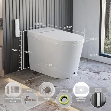 Casta Diva Smart Toilet with Bidet Built in, Bidet Toilet with Wider Heated Seat, Warm Water & Dryer, Foot Sensor Auto Flushing, Night Light, Remote Control 1.28GPF(CD-K020) - Image 2