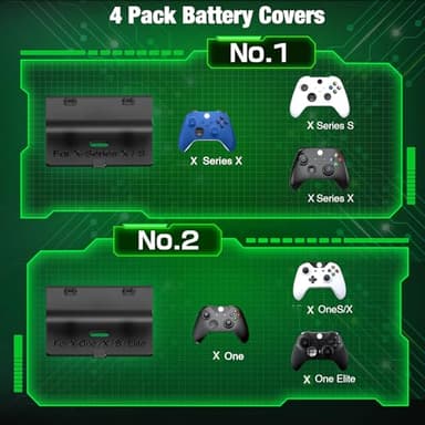 Rechargeable X1 Controller Charger Station with 2X 5520mWh Battery Pack Accessories Storage - Compatible with X1 Series X/S/One/One X/One S Elite with 4 Battery Covers (Green) - Image 5