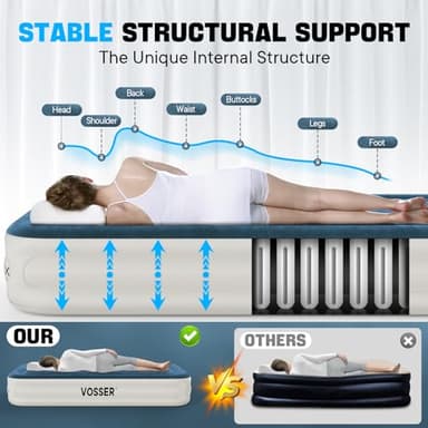 VOSSER Twin Air Mattress with Built-in Pump,Fast & Easy Inflation/Deflation Inflatable Mattress, Foldable Blow Up Mattress with Storage Bag, Inflatable Bed for Home, Camping & Guests - Image 3