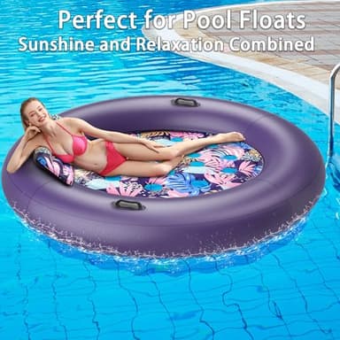 Pool Floats Adult Heavy Duty, OKSUWATER 73" x 73" Inflatable Pool Float Size with Removable Pillow & Grad Handles, Cooling Floaties Bed for Summertime Pool, Water, Lake, Beach, Outdoor Summer Party - Image 5