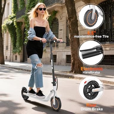 WERHY Electric Scooter for Adults, with 350W Powerful Motor, 12 Miles Range, 19 MPH Top Speed, with 8.5" Solid Tires, Foldable E Scooter with Dual Braking Systems and APP Control - Image 4