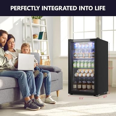 Icyglee Beverage Refrigerator Cooler - 126 Can Mini Fridge with Glass Door for Soda Beer, Wine, Beverage Cooler for Home, Office, Bar with Adjustable Removable Shelves, Black - Image 6