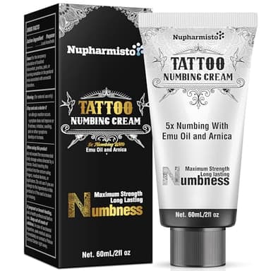 Nupharmisto 6 Hours Maximum Strength Numbing Cream Tattoo (2oz/ 60ml), Tattoo Numbing Cream for Tattoos Extra Strength with 5x Numbing, Emu Oil and Arnica. 2oz/ 60ml - Image 1