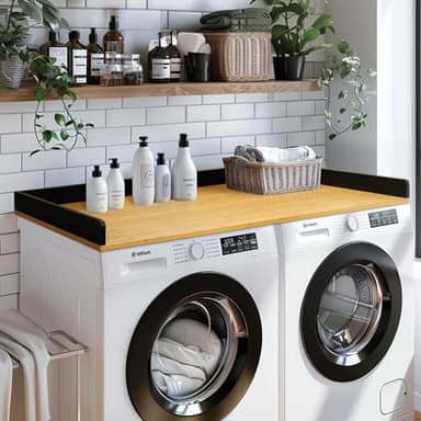 Gashell Washer Dryer Countertop, 27.5" x 54" Bamboo Washer and Dryer Countertop for Laundry Room Organization(Natural, Black) - Image 3