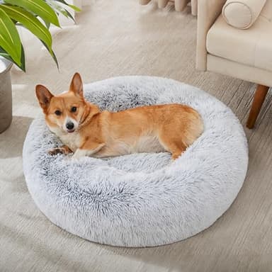 WESTERN HOME WH Calming Dog & Cat Bed, Anti-Anxiety Donut Cuddler Warming Cozy Soft Round Bed, Fluffy Faux Fur Plush Cushion Bed for Small Medium Dogs and Cats (20"/24"/27"/30") - Image 3