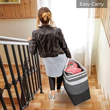 HomeHacks 2-Pack Large Laundry Basket, Waterproof, Freestanding Laundry Hamper, Collapsible Tall Clothes Hamper with Extended Handles for Clothes Toys in the Dorm and Family Gradient Grey, 88L - Image 2