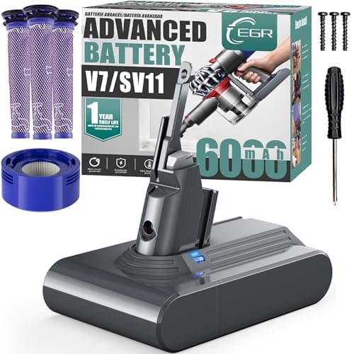 EGR Advanced 6000mAh V7 Animal Battery Replacement Compatible with Dyson SV11 V7 Motorhead V7 Animal V7 Trigger V7 HEPA V7 Car+Boat V7 Absolute Handheld Vacuum Cleaners (Not Fit V6, V8, V10) - Image 1