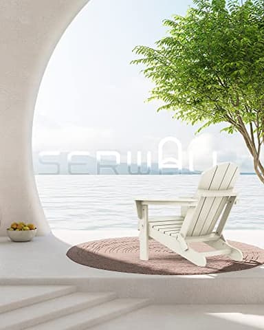 SERWALL Adirondack Chair - Folding Adirondack Chairs HIPS Outdoor Chairs Set of 6 Weather Resistant- White - Image 7