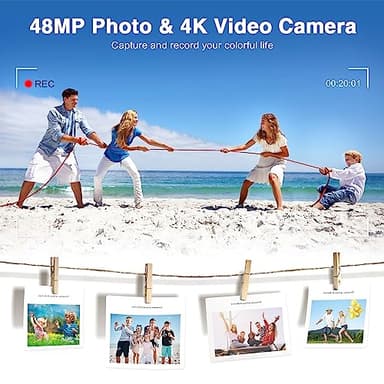 Digital Camera for Photography Autofocus 4K 48MP Vlogging Camera for YouTube with SD Card, 3" IPS Screen Compact Travel Camera with 18 X Digital Zoom, Flash, Anti-Shake, 2 Batteries - Image 4