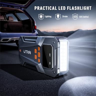 UTRAI 5000A 150PSI Jump Starter with Air Compressor, 12V Portable Jump Box (All Gas/10L Diesel), Jump Pack with LED Light, Car Jumper with Jumper Cables, Storage Case Included - Image 4