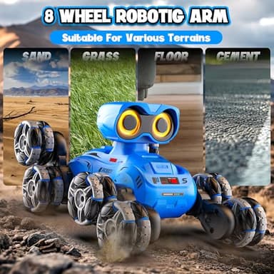 LNNKINE Robot Toys, 8-Wheel Stunt Remote Control Car with Auto-Demonstration, 360° Rotation, LED Eyes, Music, 2.4Ghz, All Terrain Rc Cars, Remote Control Car for Boys 4-7 6-8 8-12 - Image 6