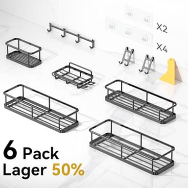 YASONIC Shower Caddy, 100% Rustproof Shelves for Inside Shower, No Drilling Bathroom Organizers and Storage, 6 Pack Large Capacity Bathroom Caddy for Kitchen & Home Decor - Image 2