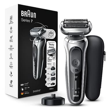 Braun Series 7 7032cs Flex Electric Razor for Men, Wet & Dry, Electric Razor, Rechargeable, Cordless Foil Shaver with Beard Trimmer and Charging Stand, Silver - Image 1