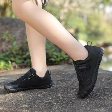 KUBUA Kids Barefoot Shoes Boys Girls Minimalist Sneakers Naturally Splay Shoes for Sports Running Walking Tennis Athletic Gym B Black 3.5 Big Kid - Image 7