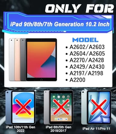 CCMAO iPad 9th Generation Case, iPad 8th/7th Generation Case, iPad 10.2 2021/2020/2019 Case with Kickstand, Heavy Duty Shockproof Hybrid Three Layer Protective Cover for Kids Boy Girl, Black+Sky Blue - Image 2