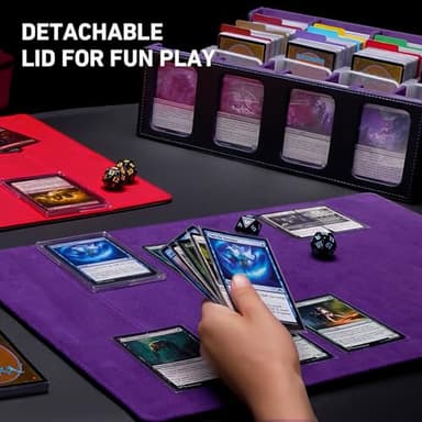 SENVINI 4-Row Trading Card Storage Box, Bulk Cards Case for 3200+ Mtg tcg Magic Playing Game Card Organizer, Commander Deck Box with 4 Supports & 24 Dividers & Strap & 101 Sleeves - Image 6