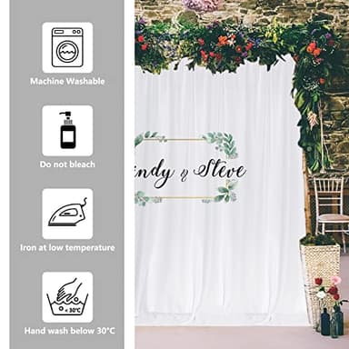 10 ft × 10 ft White Backdrop Curtain for Wedding Decor Holiday Party - White Wedding Backdrop Polyester Photography Backdrop Drapes Baby Shower Birthday Privacy Sliding Curtains Home Decor, 2 Panels - Image 7