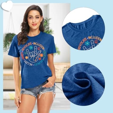 Autism Teacher Shirts for Women Special Education Teacher Graphic T-Shirt Autism Awareness Inspirational Tee Tops(Blue1,X-Large) - Image 6