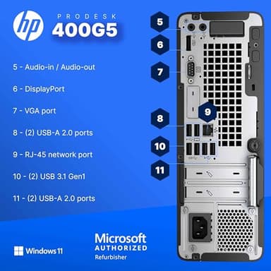 HP 400G5 ProDesk Desktop PC | Windows 11 Pro | Intel i5-8500 | 16GB RAM - 250GB NVME + 500GB SSD | 22" Monitor | RGB Speakers + Keyboard/Mouse | AX200 WiFi + BT | Home Office Computer (Renewed) - Image 3