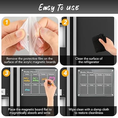 DIYMAG Magnetic Calendar for Refrigerator Fridge White Board Dry Erase Whiteboard Acrylic Magnet Clear Checklist Chalkboard Apartment Decor Monthly Wall Meal Planner 4 Pack with 6 Colors Markers - Image 6