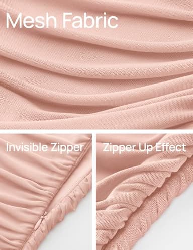 ZESICA Women's 2025 Summer Ruched Bodycon Dress Sleeveless Backless Ruffle Mermaid Cocktail Wedding Party Dresses,Pink,Small - Image 6