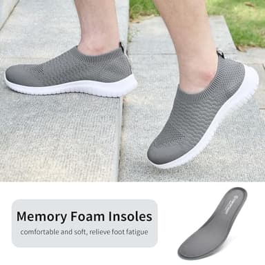 TIOSEBON Men's Casual Slip-on Walking Tennis Shoes-Comfortable Knit Running Sneakers 9 US Deep Gray - Image 3