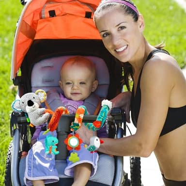 XIXILAND Car Seat Toys Baby Toys 0-3 Months Developmental, Stroller Toys Infant Toys 0-6 Months Newborn Toys, Carseat Toys for Infants 0-12 Months with Dinosaur, Lion Mirror, Teether - Image 2