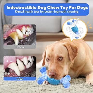 Rensh Tough Dog Chew Toys for Aggressive Chewers, Almost Indestructible Dog Toys for Medium Large Breed, Super Bone Chew Toy to Keep Them Busy & Reduce Boredom, Teeth Cleaning & Training, Milk Flavor - Image 5