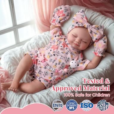BABESIDE Silicone Baby Doll Lifelike Reborn - Skylar, 17-Inch Realistic Newborn Silicone Full Body Doll Real Life Baby Doll Girl with Gift Box for Cuddling, Role Playing and Collection - Image 6