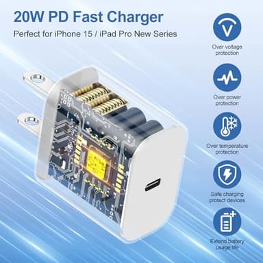 iPhone 17 16 15 Fast Charger Block and 10ft USB C to C Cable Cord Long for Apple iPhone 17 Pro Max/17 Air/16 Pro Max/16/15 Plus/15/iPad Mini/Samsung,Type C Wall Charging Power Adapter Plug Cube Brick - Image 6