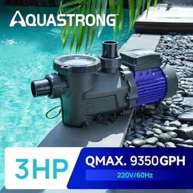 AQUASTRONG In/Above Ground Pool Pump, High Flow (with Timer, 3HP, 9350 GPH, 220V) - Image 5