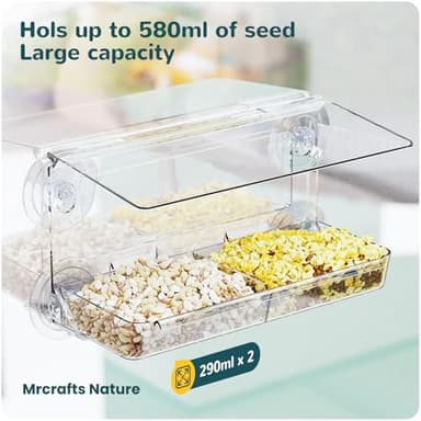 MrCrafts Nature Window Bird Feeder with Strong Suction Cups, Clear Window Bird feedersfor Viewing, Cardinal Bird Feeders for Outside, Unique Gift - Image 7