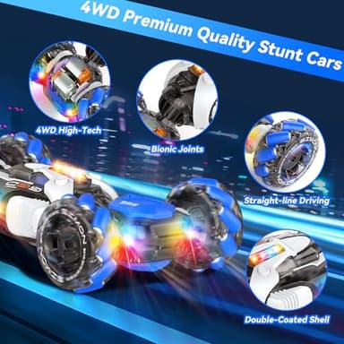 Nicella Remote Control Car - RC Toys Gifts for 6-13 Year Old Boys Girls - 360° Rotating 4WD Gesture Sensing RC Sunt Car with Lights & Music - Birthday for Grandkids - Image 9