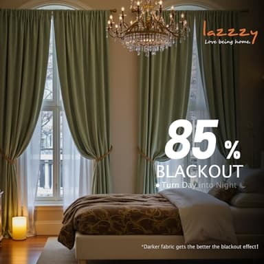 Lazzzy Velvet Curtains Sage Green Thermal Insulated Drapes for Bedroom Living Room Blackout Privacy Home Decor Rod Pocket 84 Inch Length 2 Panels, Olive Sage, W62 x L84 - Image 5